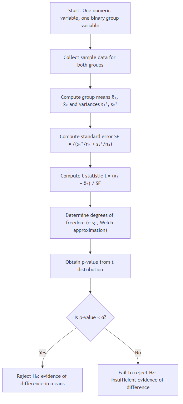 t-test Workflow Diagram